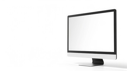 mockup of a widescreen desktop monitor, thin bezels, isolated on white background, screen off or with UI display, tech product photography, modern design