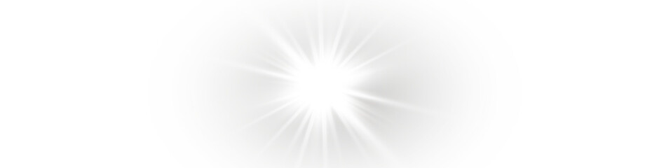 Shiny light projection. Glowing laser effect with abstract flare, spotlight, and glitter ray. Transparent png for festive background, stage show, or concert magic illustration.

