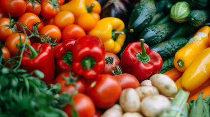Fresh colorful vegetables in artistic arrangement, celebrating natural vibrancy and healthy living.