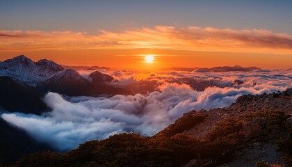 Fototapeta premium sunset over the valley clouds