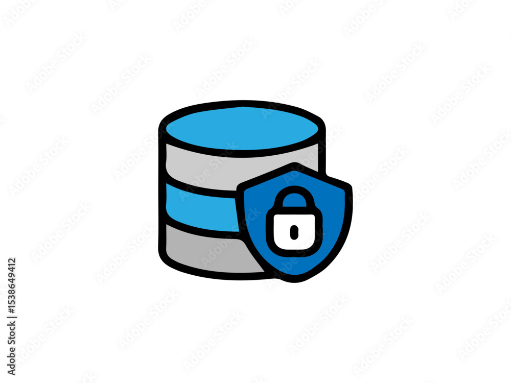 Poster the image depicts a stylized icon representing data protection. it shows a cylindrical database (oft