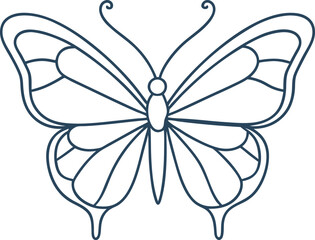 Minimalist Butterfly Outline with Elegant Symmetrical Wings – Perfect for Modern Art and Design Applications