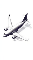 Airplane design, in-flight, white background, travel brochure