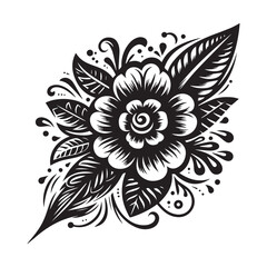 flower silhouette, editable vector image