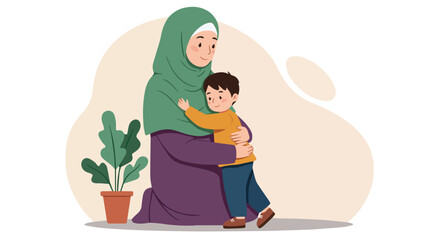 Mother Hugging Her Son