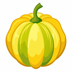Illustration of a Yellow and Green Pattypan Squash Isolated on White Background Ideal for Autumn Harvest or Thanksgiving themed designs and creative projects vector illustration