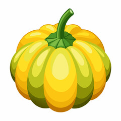 Cartoon Illustration of a Yellow Pattypan Squash Isolated on White Background Perfect for Fall Harvest Themes Recipe Illustrations or Children s Educational Materials about Vegetables