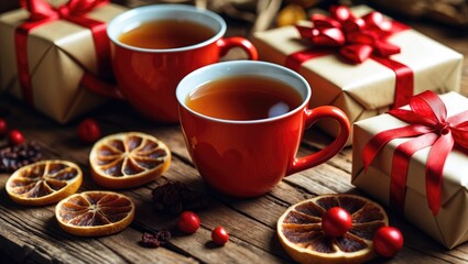 During the day, a gift and a cup of tea.
