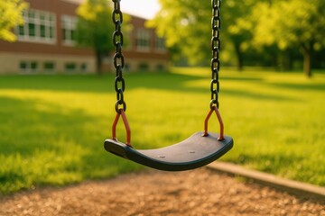 Kids enjoying a close-up of a swing set at the playground