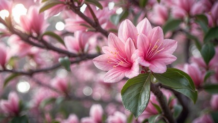 Fototapeta premium Detailed view of a vibrant pink Bauhinia flower