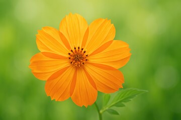 Detailed shot of a transparent orange blossom against lush green backdrop