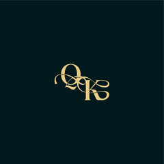 bold concept design elegant and curvy style monogram QK wedding logo initial letter