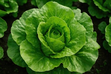 Obraz premium Detailed view of a crisp lettuce leaf