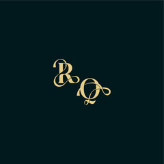 bold concept design elegant and curvy style monogram RQ wedding logo initial letter