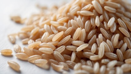 Detailed View of Natural Brown Rice in a Studio Setting