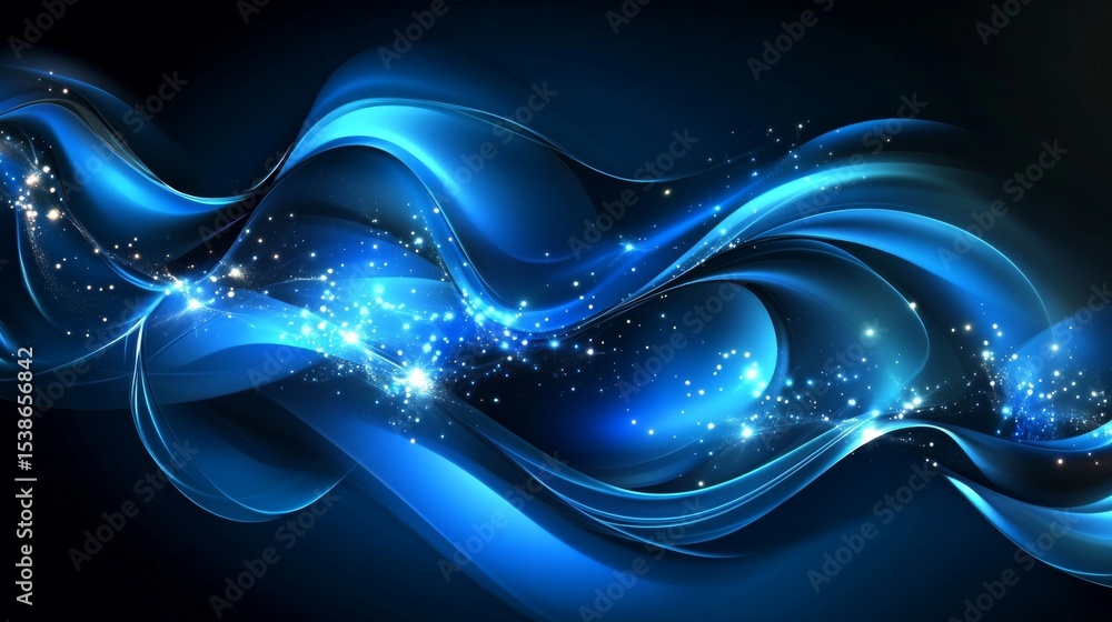Poster futuristic blue technology background with glowing digital data grid, abstract circuit lines, and mo