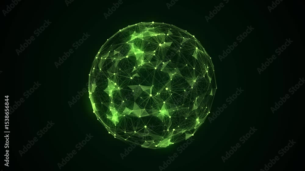 Poster sci-fi green sphere with particles. concept network connection. frame sphere. abstract technology ba