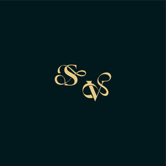 bold concept design elegant and curvy style monogram SV wedding logo initial letter