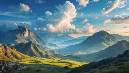 Depiction of a large-scale landscape suitable for wallpaper design.