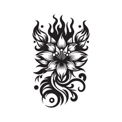 flower silhouette, editable vector image