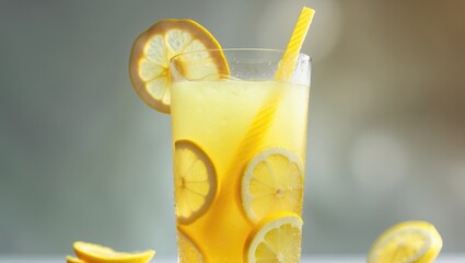 Detox water with lemon served in a glass