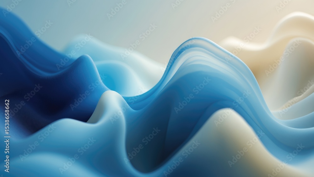 Poster a blurred abstract design emphasizing blue and white colors, featuring gentle transitions and a smoo