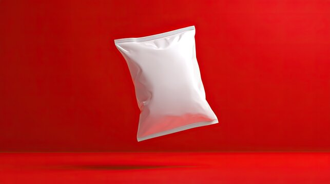 White Blank Foil Packaging on Red Background