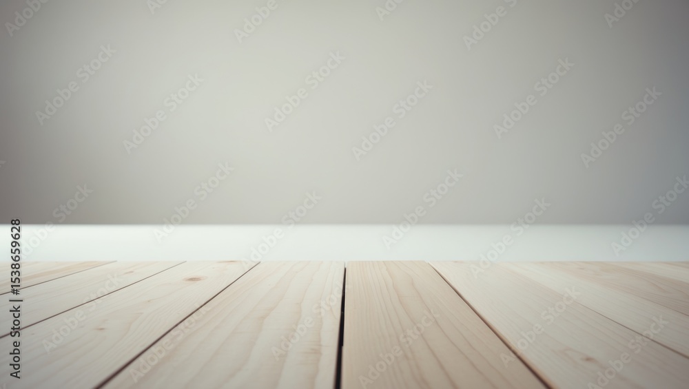 Poster empty wooden table top isolated on white background â€” suitable for displaying or montage of your p