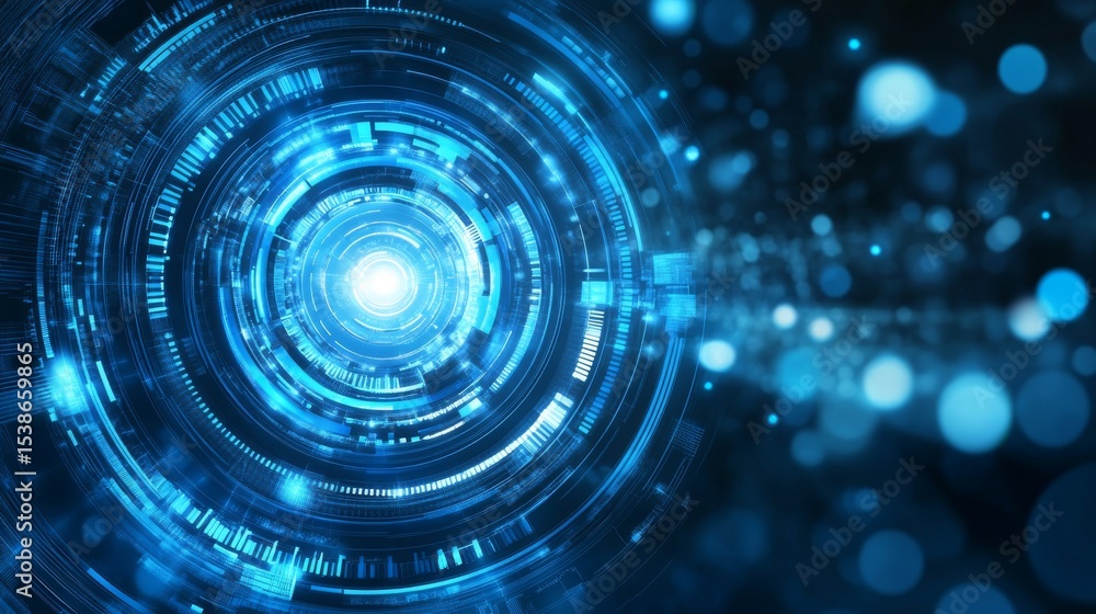 Aufkleber futuristic blue technology background with glowing digital data grid, abstract circuit lines, and mo