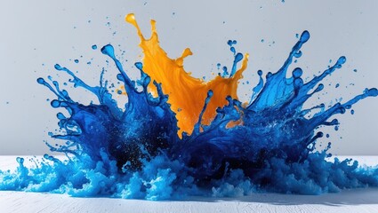 Eruption of blue on white surface.