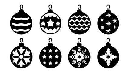 set of christmas ball silhouette vector on tranparent background