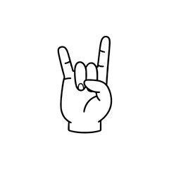 Fototapeta premium Hand showing rock gesture line icon on white background