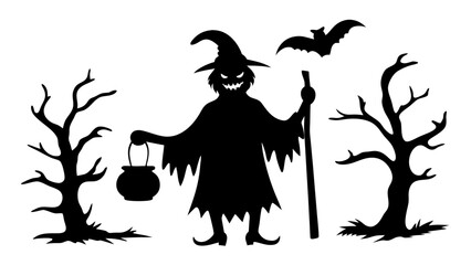 Silhouettes ghost monster character halloween