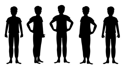 Group of silhouettes people isolated transparent background