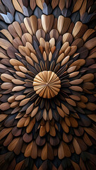 Brown and Dark Wood Petal Mandala Abstract Art Wallpaper Design image
