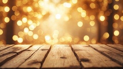 Empty rustic table positioned before a countryside blurred background, suitable for product display and picnic concept.