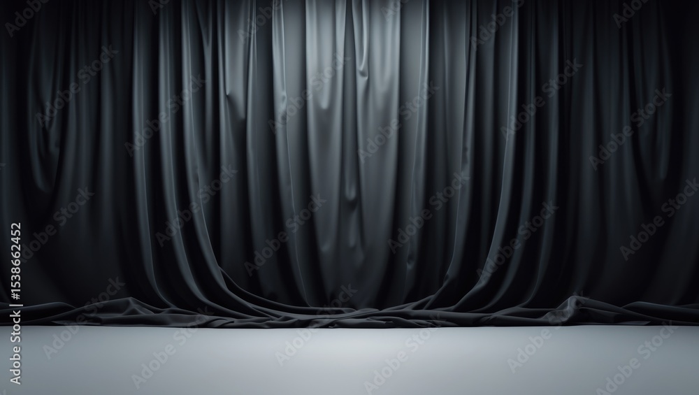 Poster empty black studio backdrop suitable for product displays and backgrounds.