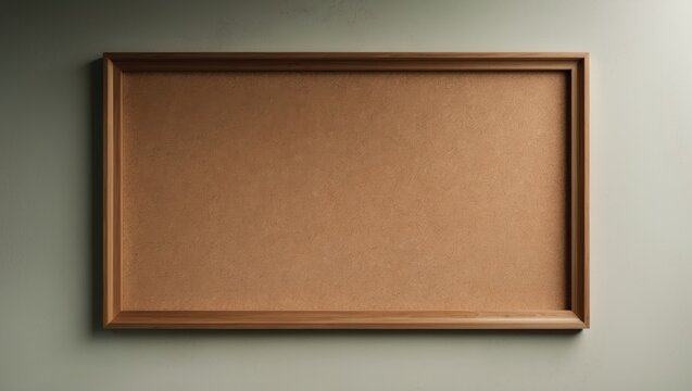 Empty cork board frame with textured background.