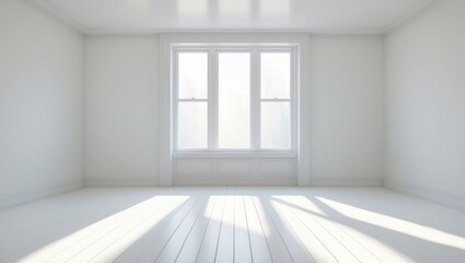 Fototapeta premium Empty white room with plain walls and minimal furnishings.