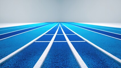 Empty blue running tracks in a stadium