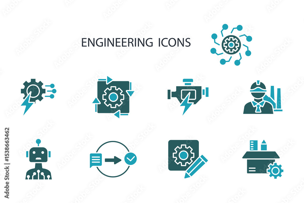 Poster engineering icon set.vector.editable stroke.linear style sign for use web design,logo.symbol illustr