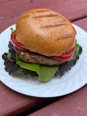 Delicious Hamburger with tomato and salat 