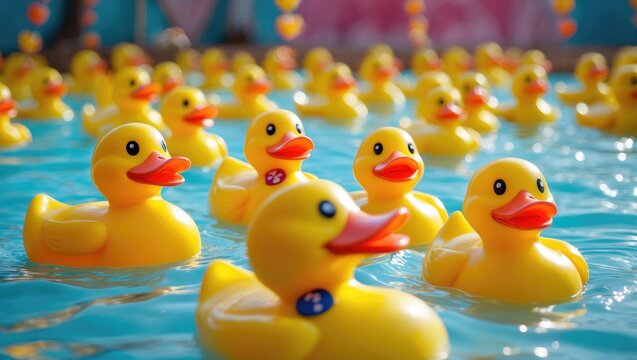 Fairground hook and rubber duck chance game concept emphasizing risk and luck