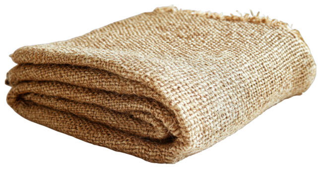 Folded burlap sack, textured, rough, neutral color