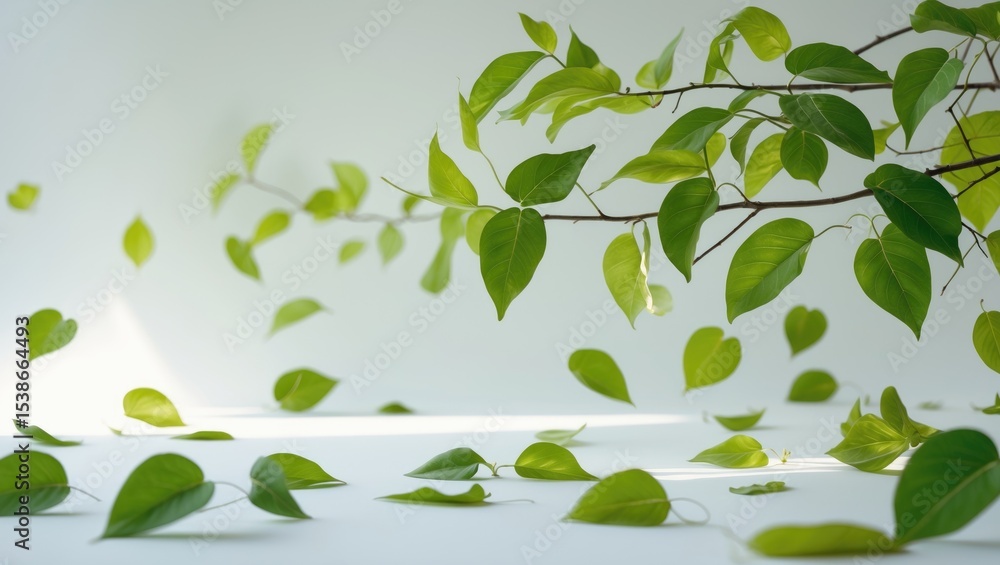 Aufkleber isolated falling mango leaf on white background with selective focus.