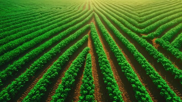 Aerial view of farmland showing a lush green field and a small country road with a car.