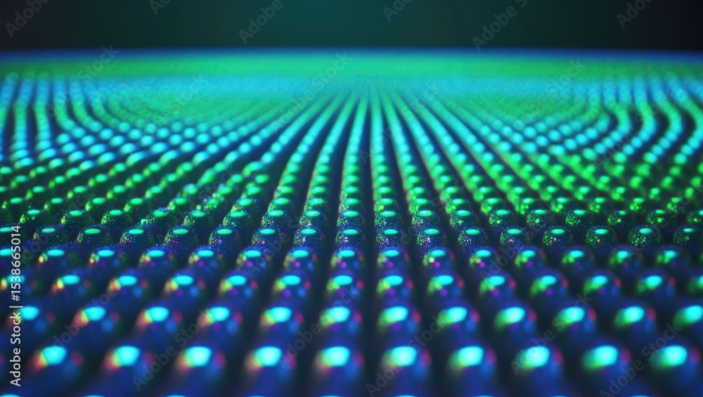 Poster closeup of a perforated surface with a grid of evenly spaced circular holes, set against a backgroun