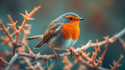 European or Eurasian Robin perched calmly.