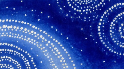 Abstract Blue Watercolor Painting with White Dots