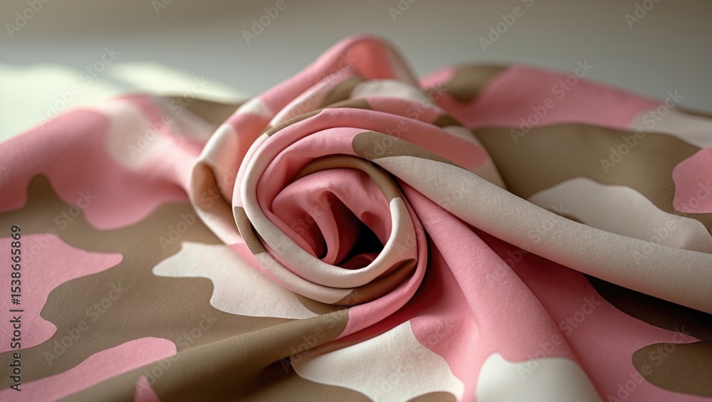 Poster Blur of delicate fabric with abstract purple and brown patterns flowing smoothly across the surface, forming a soft and dreamy texture with hints of translucent layers.